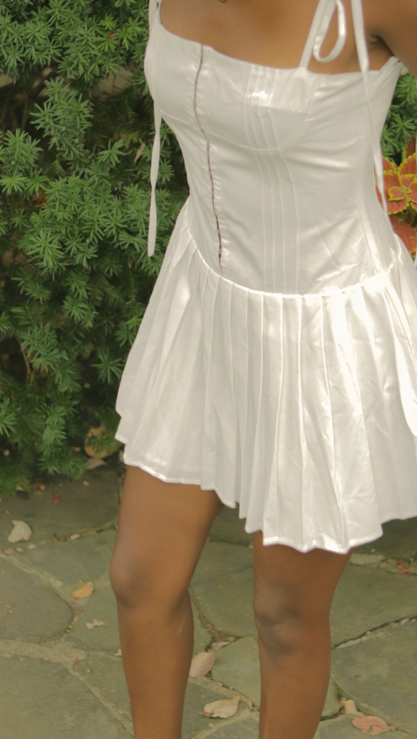 Maisy White Pleated Dress